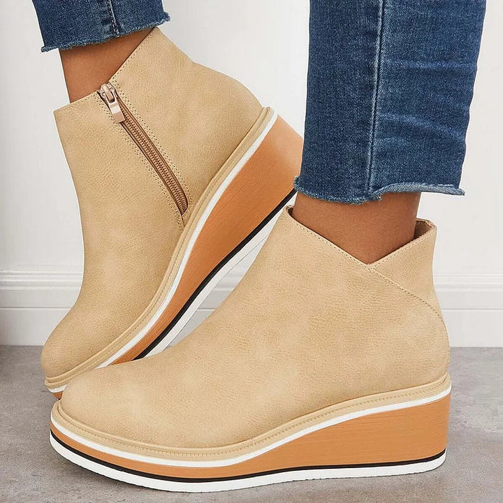 Falvire | Femme Bottines Compensées à Plateforme Zippées - Navy - Image 5