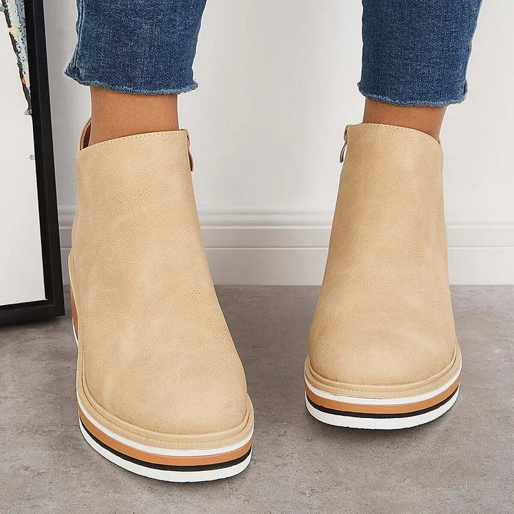 Falvire | Femme Bottines Compensées à Plateforme Zippées - Navy - Image 7