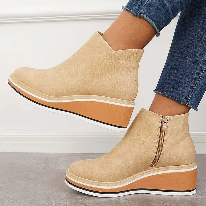 Falvire | Femme Bottines Compensées à Plateforme Zippées - Navy - Image 8