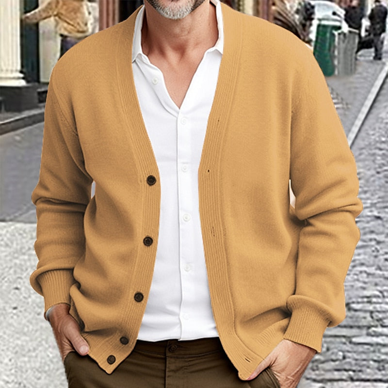 Falvène | Homme Gilet en Maille Boutonné Col V - Red - Image 2
