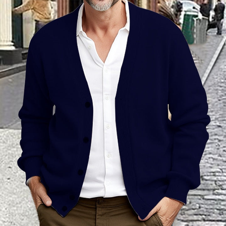 Falvène | Homme Gilet en Maille Boutonné Col V - Red - Image 3