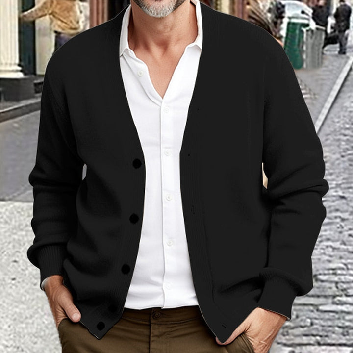 Falvène | Homme Gilet en Maille Boutonné Col V - Red - Image 5