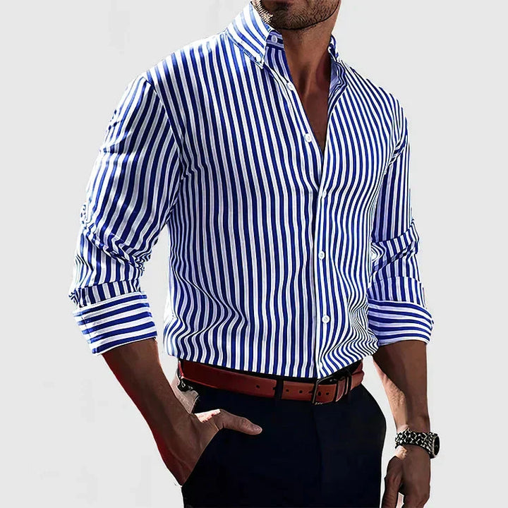 Falvorn | Homme Chemise Rayée Manches Longues - Image 1
