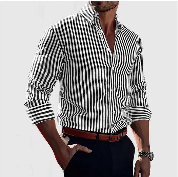 Falvorn | Homme Chemise Rayée Manches Longues - Image 2