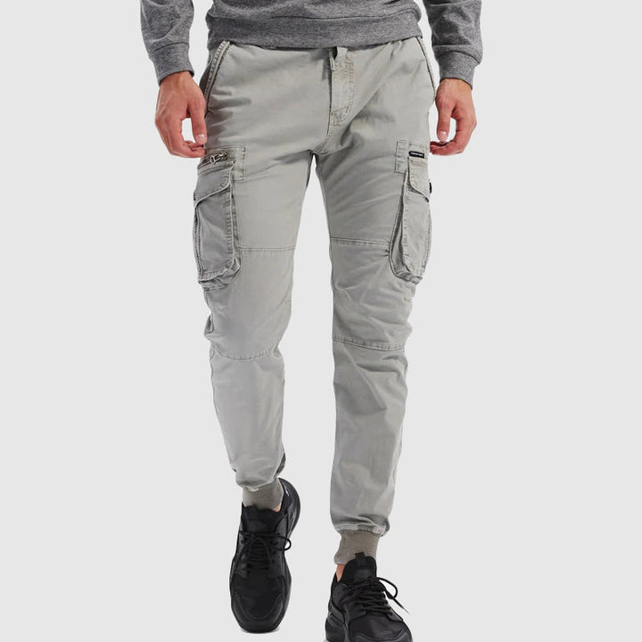 Falvran | Homme Pantalon Cargo Jogger Taille Élastique - Khaki - Image 4