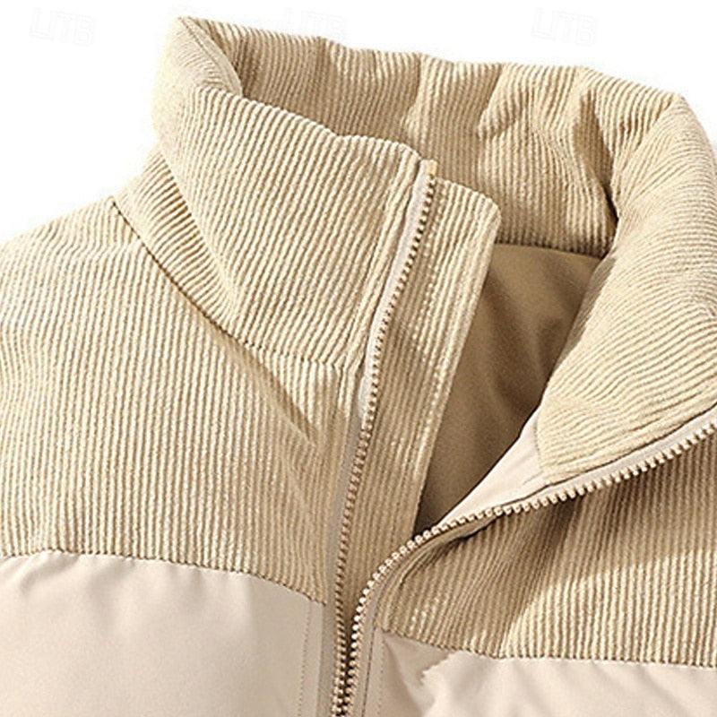 Falvric | Homme Doudoune Col Montant Matelassée Hiver - Beige - Image 3