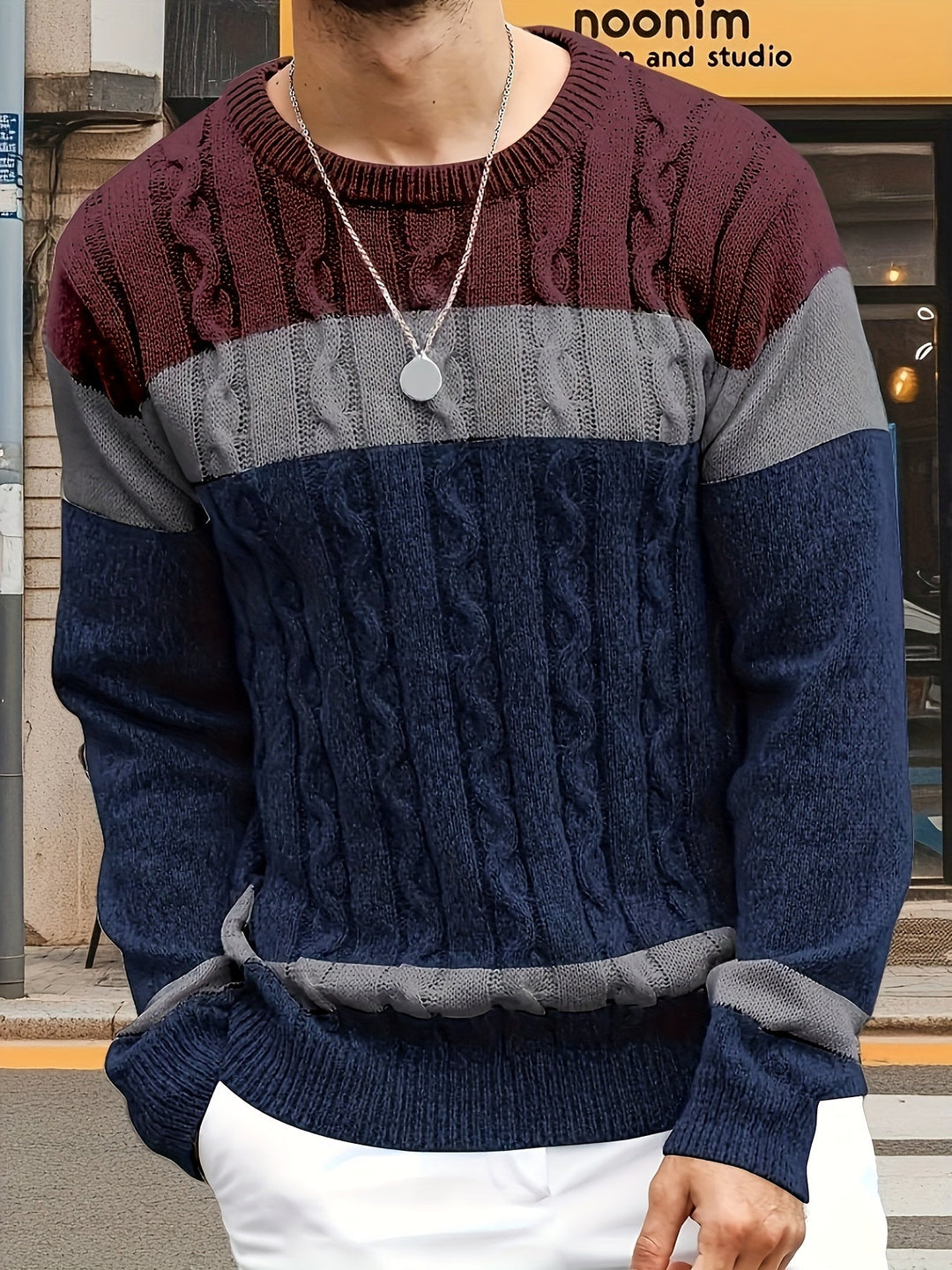 Falwenn | Pull Homme Col Rond Jacquard Tricolore - Image 16