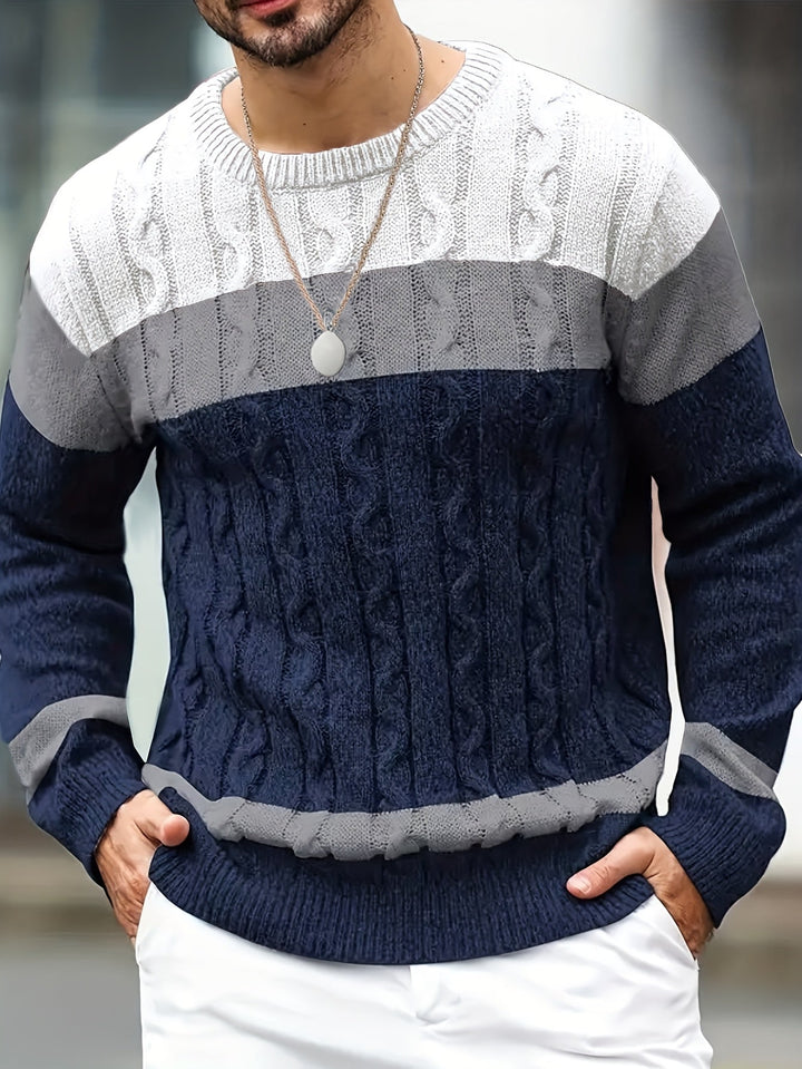 Falwenn | Pull Homme Col Rond Jacquard Tricolore - Image 2