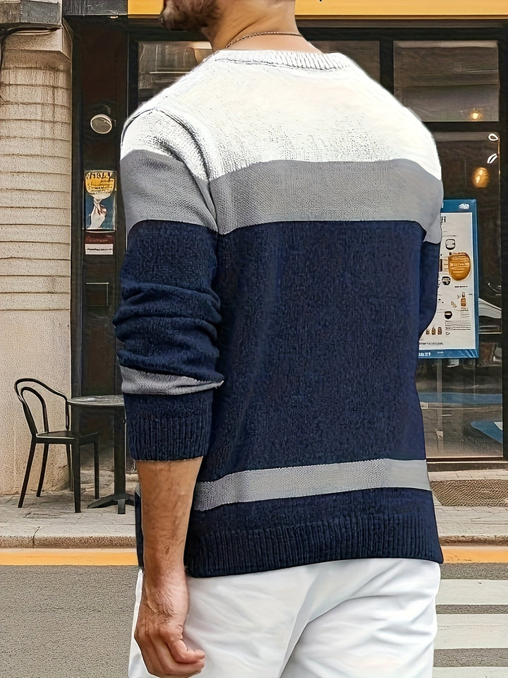 Falwenn | Pull Homme Col Rond Jacquard Tricolore - Image 3