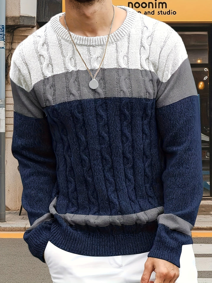 Falwenn | Pull Homme Col Rond Jacquard Tricolore - Image 4