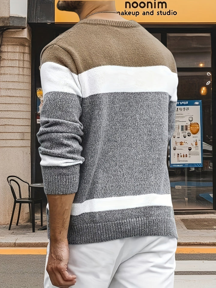 Falwenn | Pull Homme Col Rond Jacquard Tricolore - Image 8