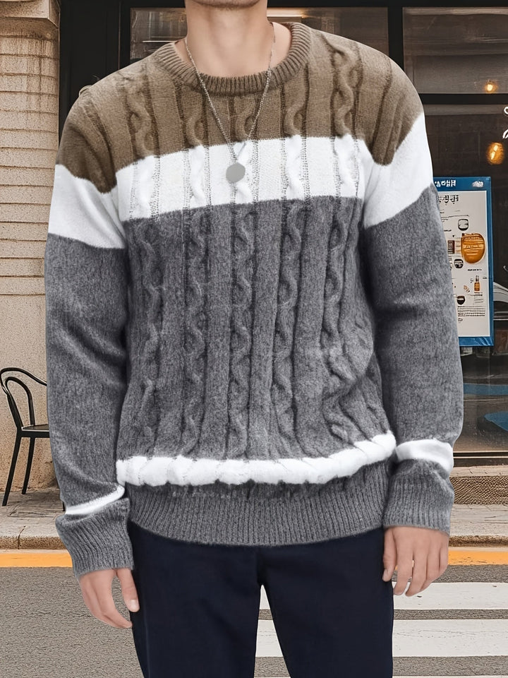 Falwenn | Pull Homme Col Rond Jacquard Tricolore - Image 9