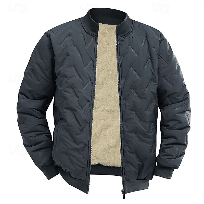 Fauvel | Homme Veste Matelassée Bomber Doublée Sherpa - Dark Grey - Image 1
