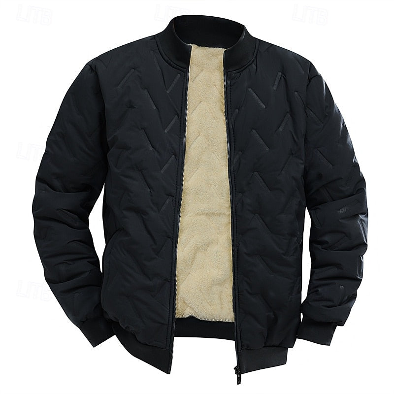 Fauvel | Homme Veste Matelassée Bomber Doublée Sherpa - Dark Grey - Image 4