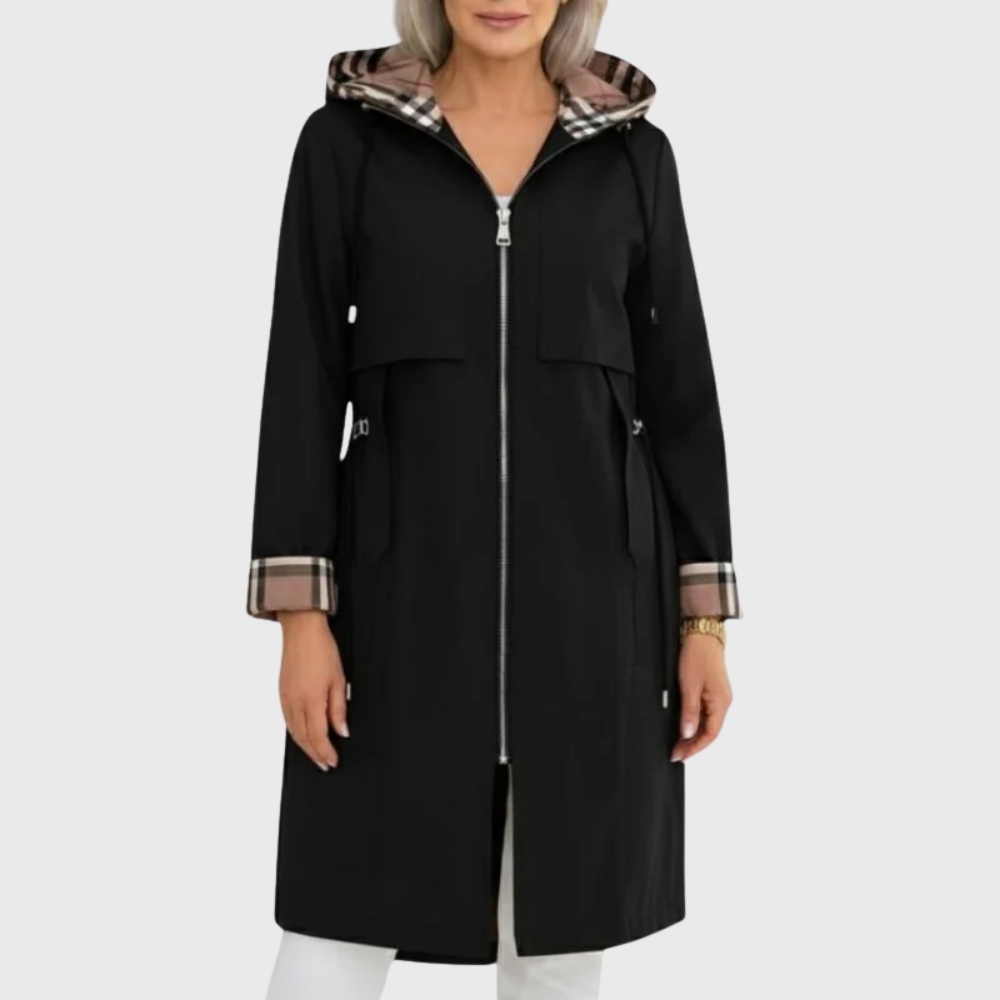 Felicia | Women's Hooded Zip Front Trench Coat - Image 2