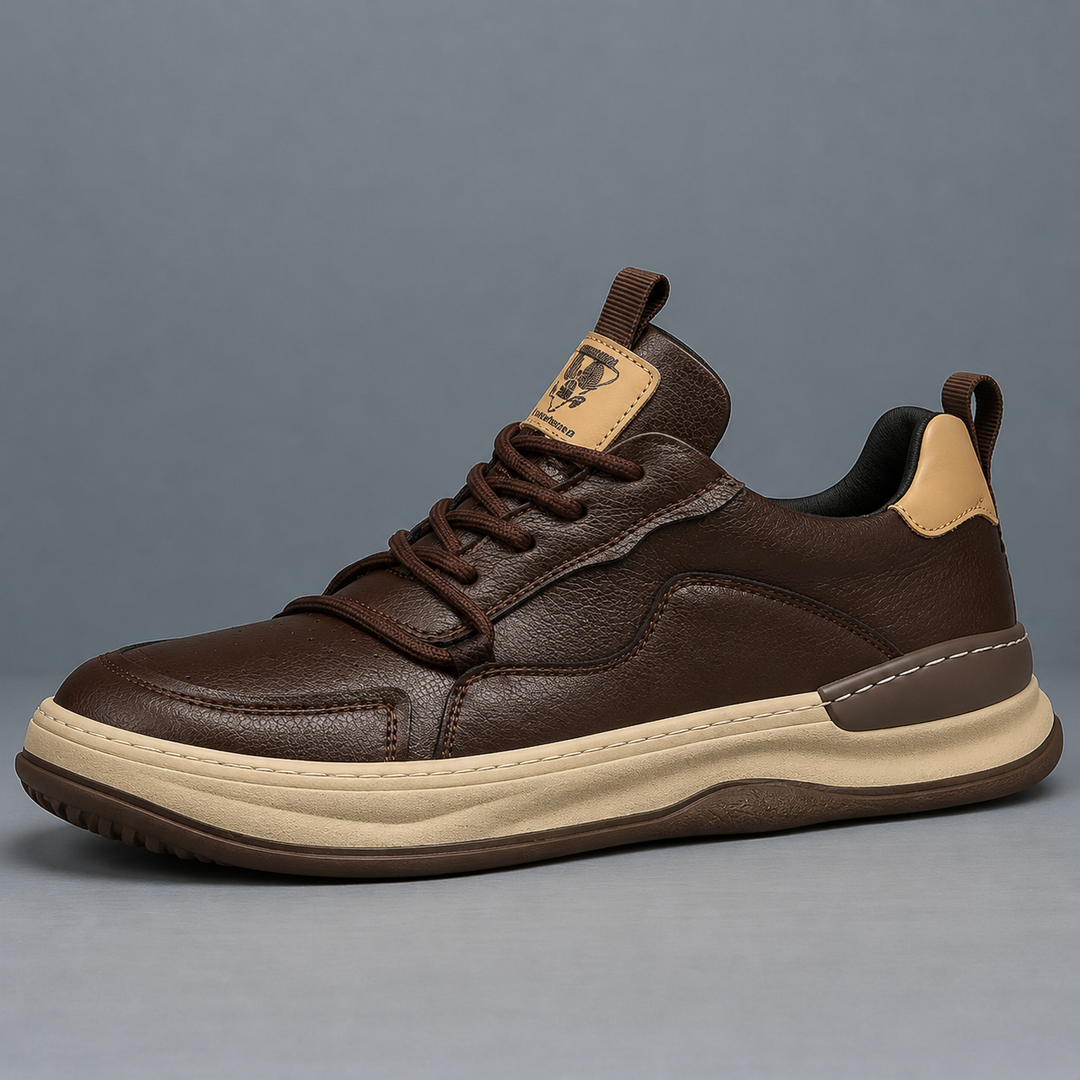 Felvorn | Homme Sneaker Cuir Lacets Semelle Épaisse - Olive Green - Image 4