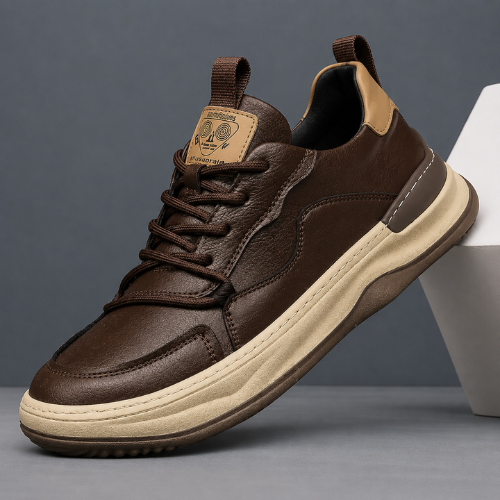 Felvorn | Homme Sneaker Cuir Lacets Semelle Épaisse - Olive Green - Image 6
