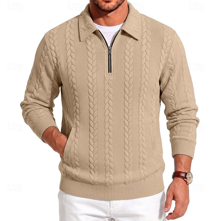 Vordean | Homme Pull Col Zippé Torsadé — vue 10