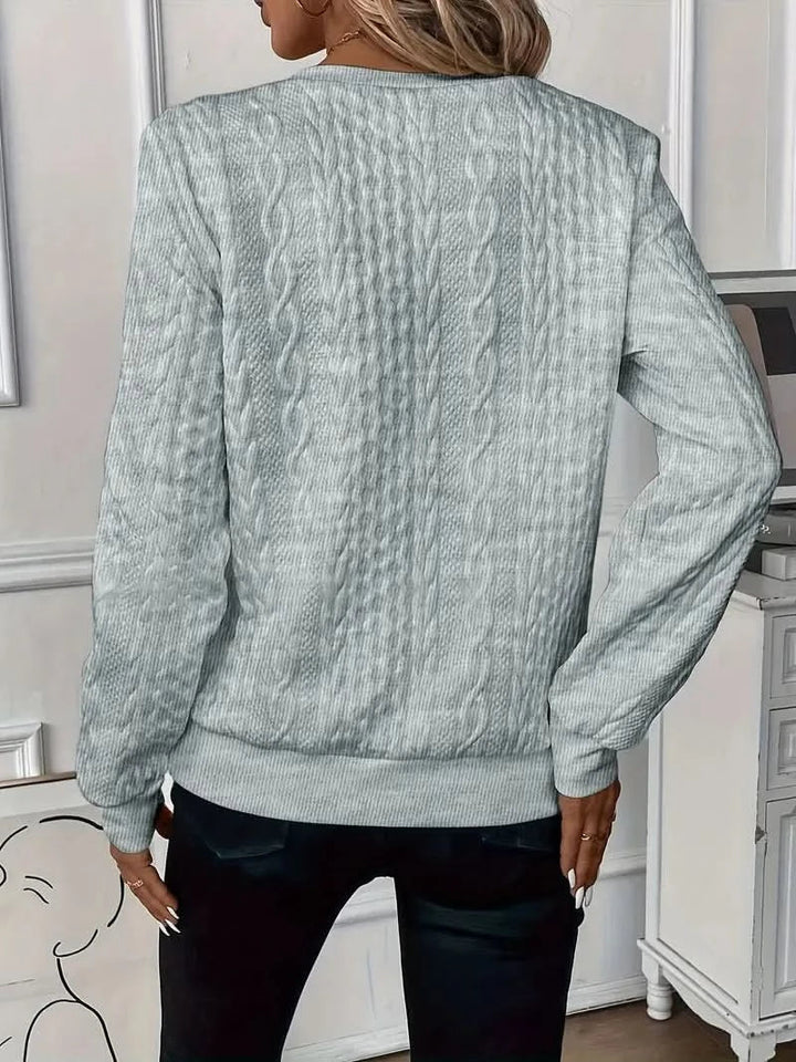 Félindore | Pull Femme Col Zippé Motif Torsadé - White - Image 15