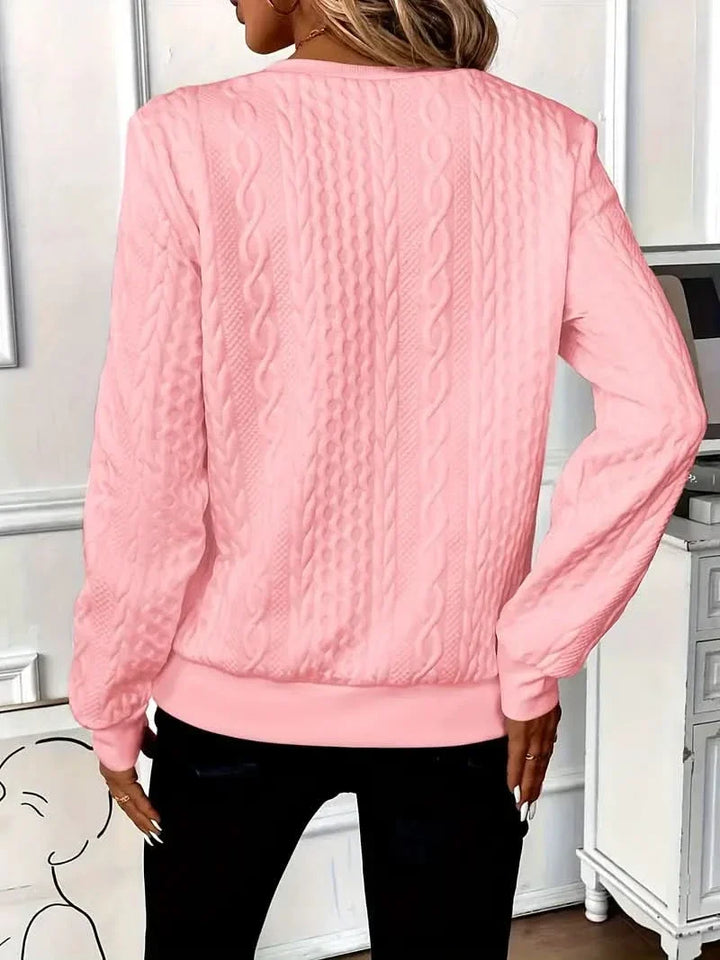Félindore | Pull Femme Col Zippé Motif Torsadé - White - Image 18