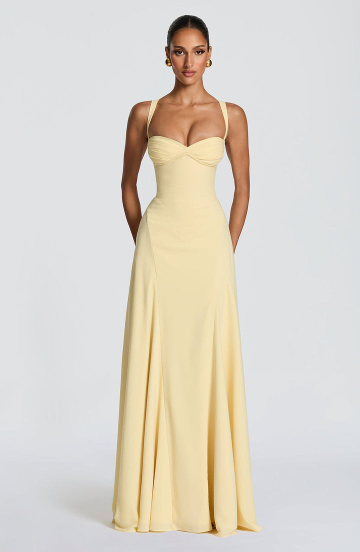 Floriande | Femme Robe de Soirée Longue Col Cœur - Yellow - Image 1