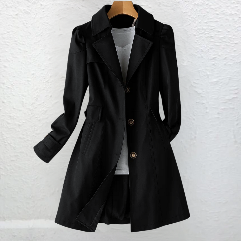 Félowande | Manteau Femme Trench Ceinturé Mi-Long - Beige - Image 2