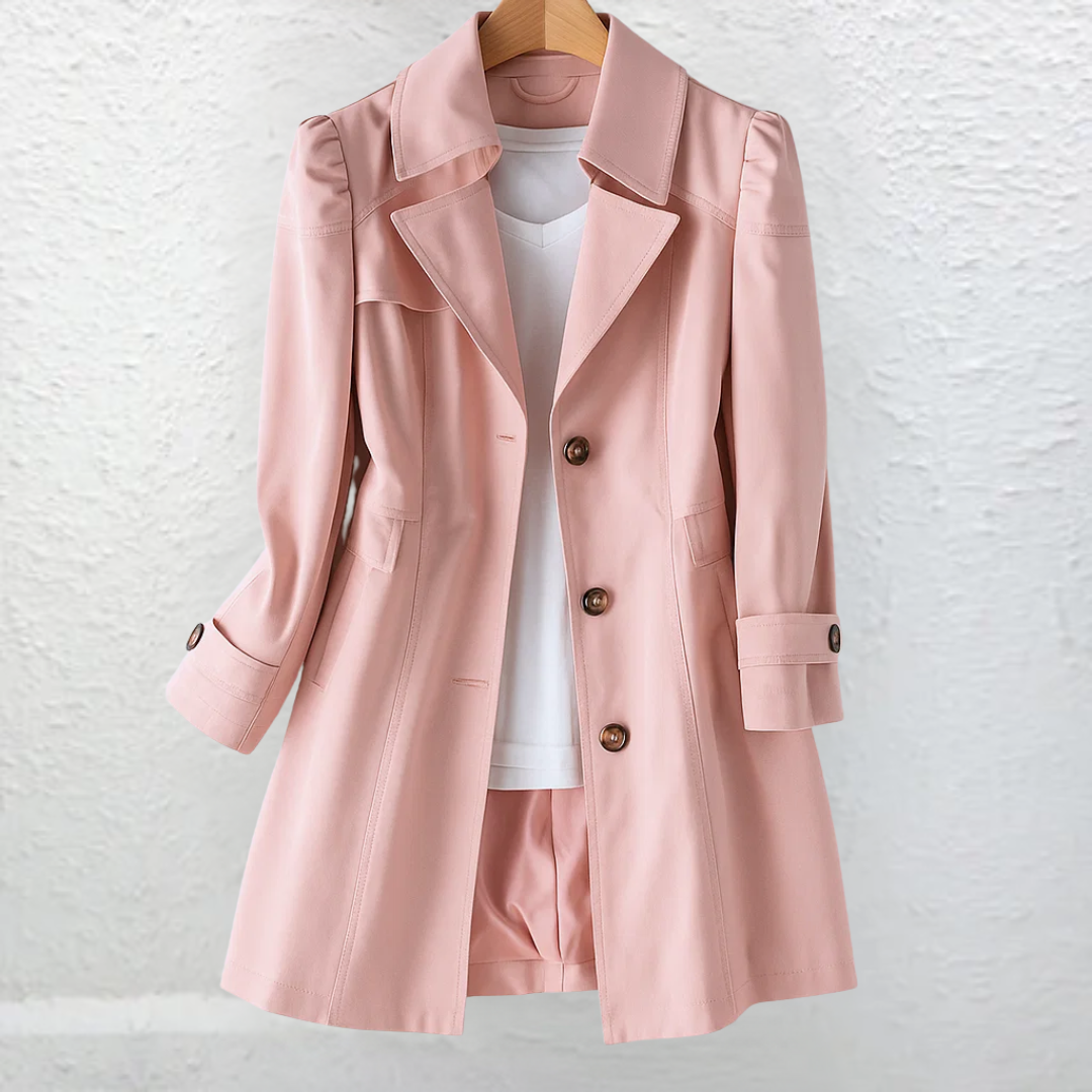 Félowande | Manteau Femme Trench Ceinturé Mi-Long - Beige - Image 3