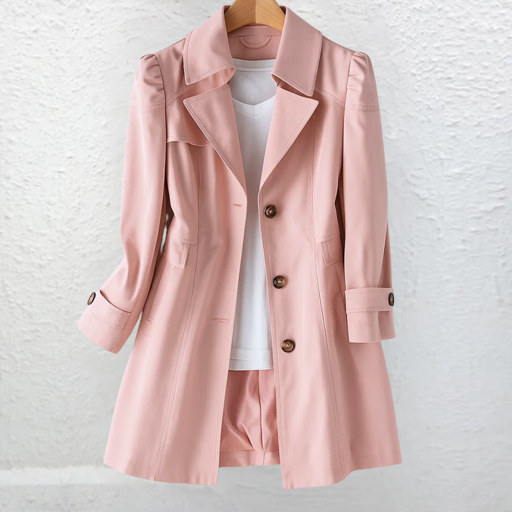 Félowande | Manteau Femme Trench Ceinturé Mi-Long - Beige - Image 3