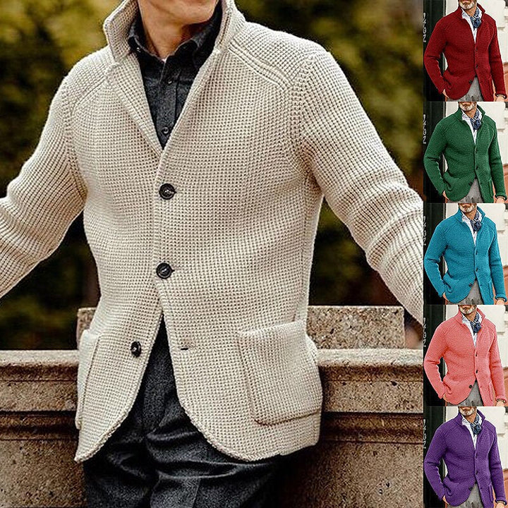 Félvand | Homme Cardigan Blazer Tricoté Col Montant - Cream - Image 1