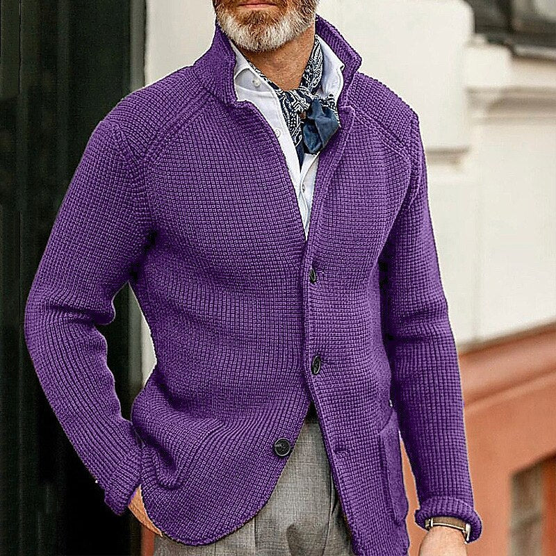 Félvand | Homme Cardigan Blazer Tricoté Col Montant - Cream - Image 4