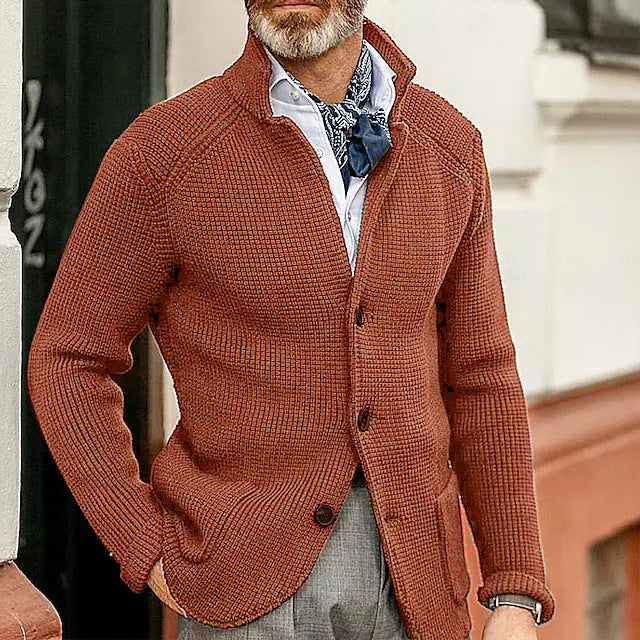 Félvand | Homme Cardigan Blazer Tricoté Col Montant - Cream - Image 6