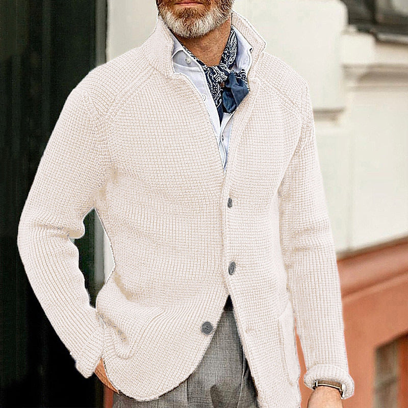 Félvand | Homme Cardigan Blazer Tricoté Col Montant - Cream - Image 7