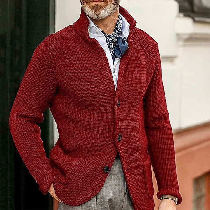 Félvand | Homme Cardigan Blazer Tricoté Col Montant - Cream - Image 9