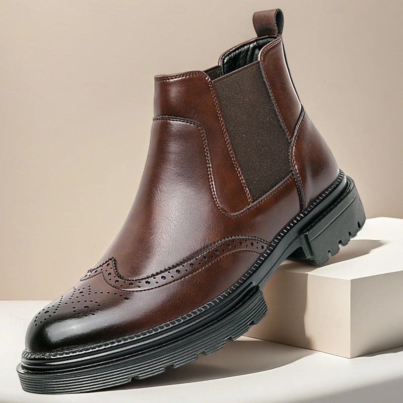 Férandel | Homme Bottines Chelsea Brogue Cuir - Brown - Image 1