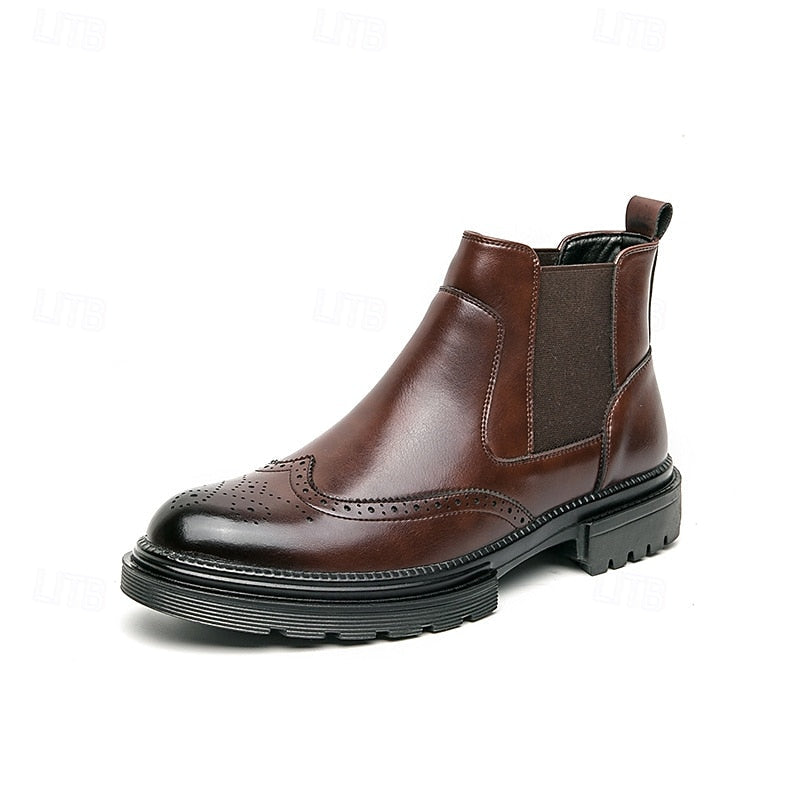 Férandel | Homme Bottines Chelsea Brogue Cuir - Brown - Image 10