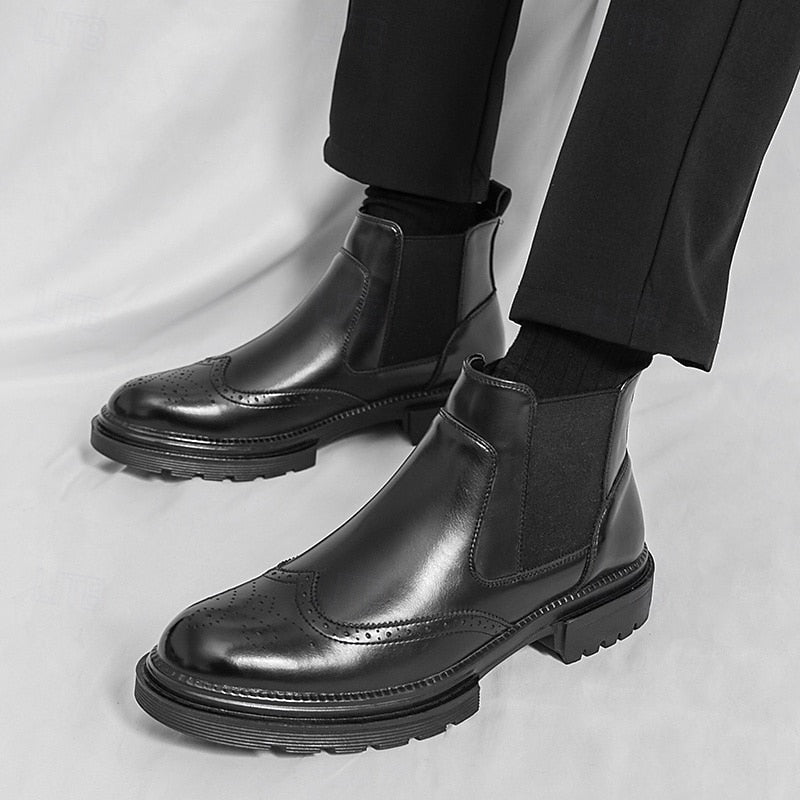 Férandel | Homme Bottines Chelsea Brogue Cuir - Brown - Image 11