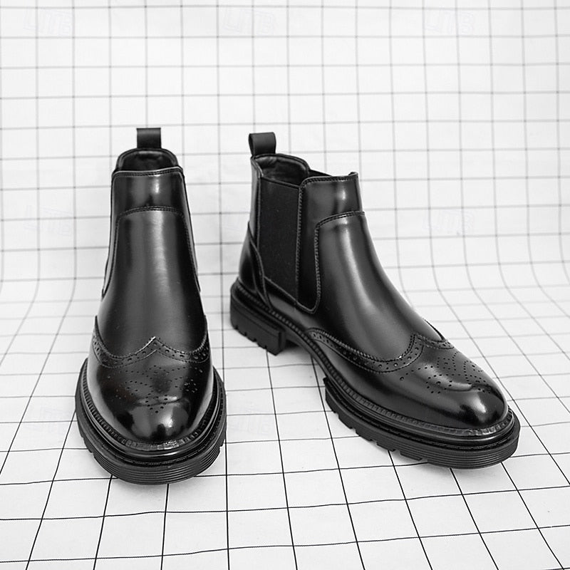 Férandel | Homme Bottines Chelsea Brogue Cuir - Brown - Image 12
