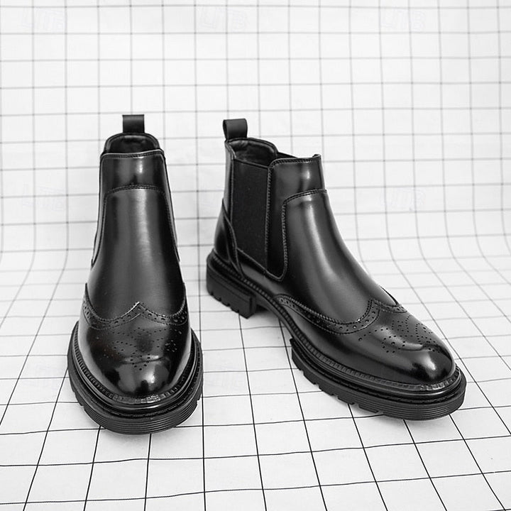 Férandel | Homme Bottines Chelsea Brogue Cuir - Brown - Image 12