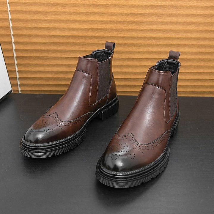 Férandel | Homme Bottines Chelsea Brogue Cuir - Brown - Image 4