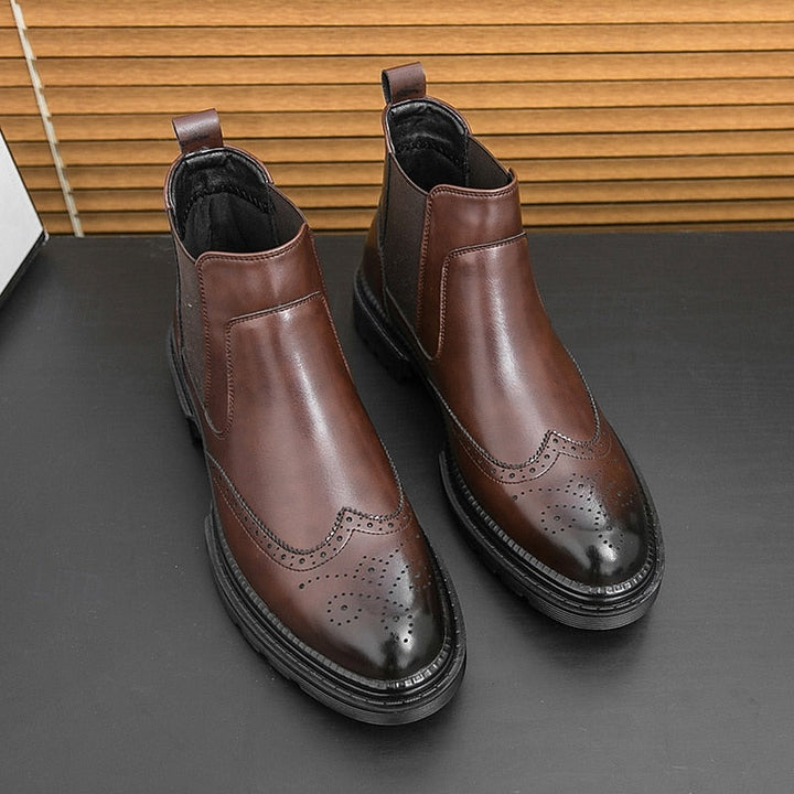 Férandel | Homme Bottines Chelsea Brogue Cuir - Brown - Image 5