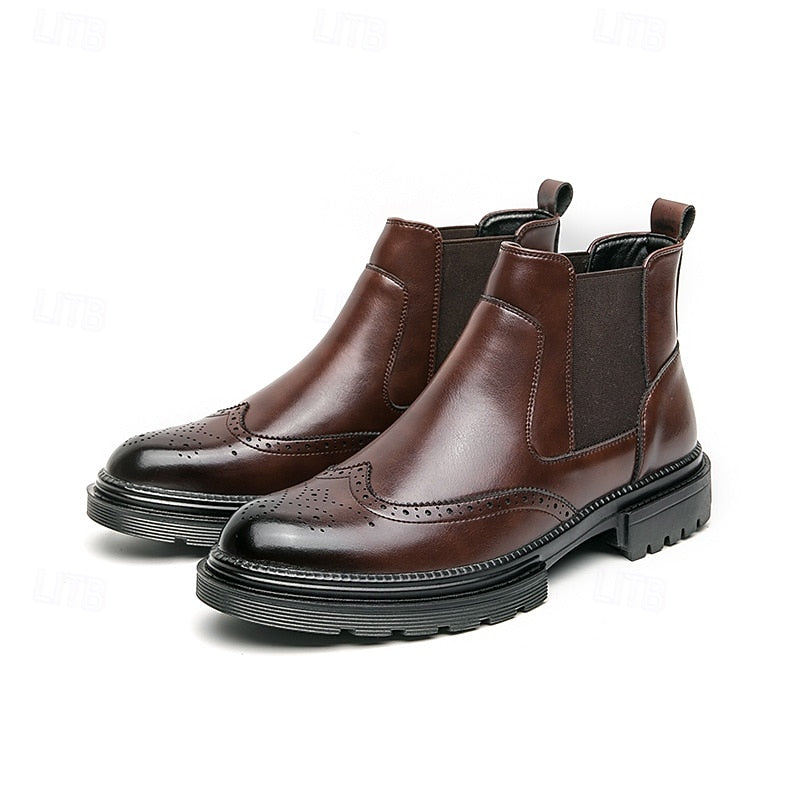 Férandel | Homme Bottines Chelsea Brogue Cuir - Brown - Image 7