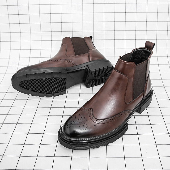 Férandel | Homme Bottines Chelsea Brogue Cuir - Brown - Image 8