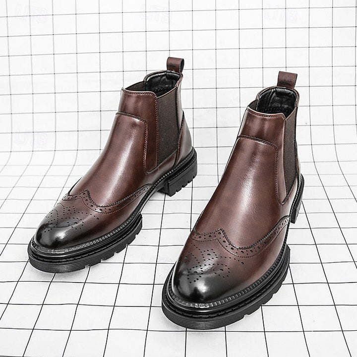 Férandel | Homme Bottines Chelsea Brogue Cuir - Brown - Image 9