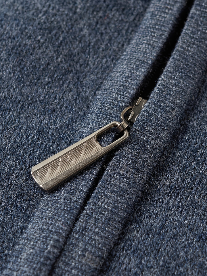 Galdorel | Homme Pull Col Zippé Bicolore Rayures - Navy - Image 7