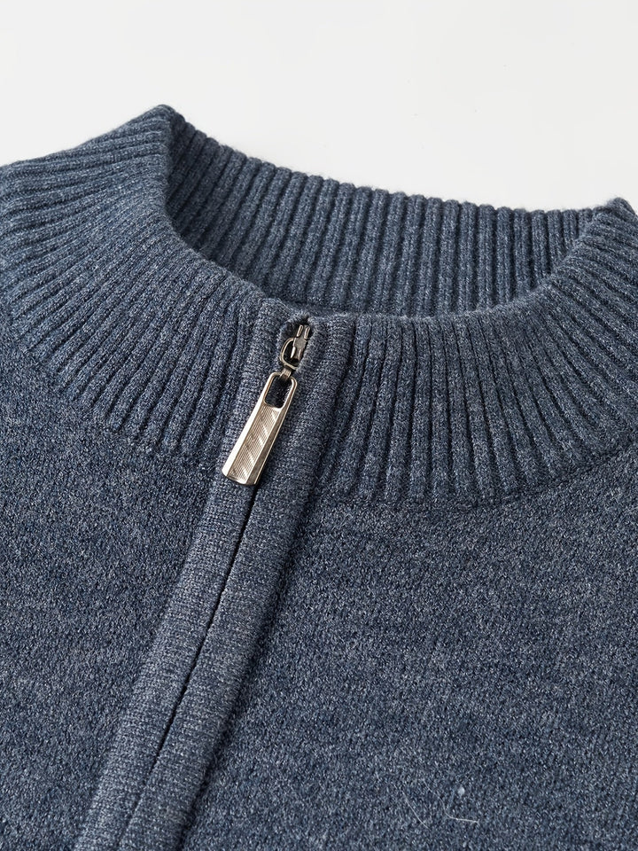 Galdorel | Homme Pull Col Zippé Bicolore Rayures - Navy - Image 8