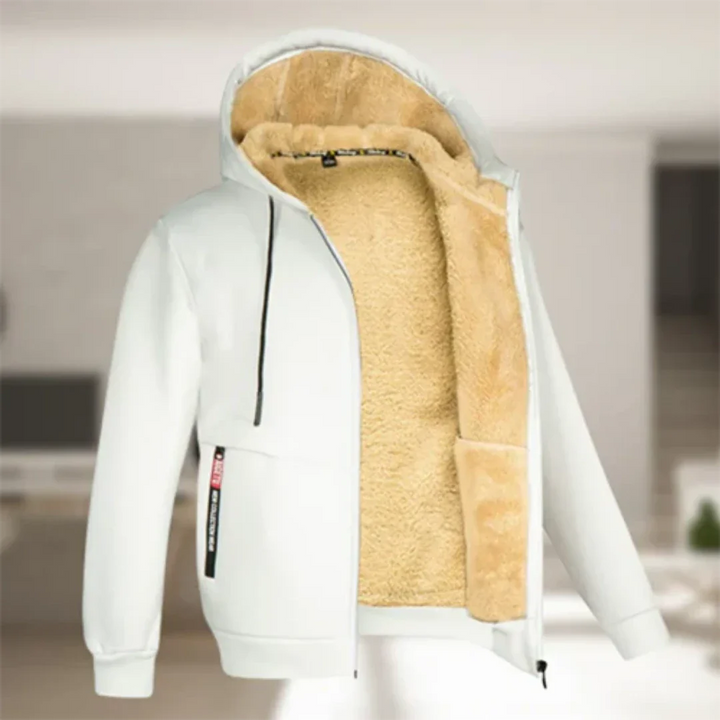 Galdouar | Homme Manteau Zippé Capuche Sherpa Hiver - Dark Grey - Image 6