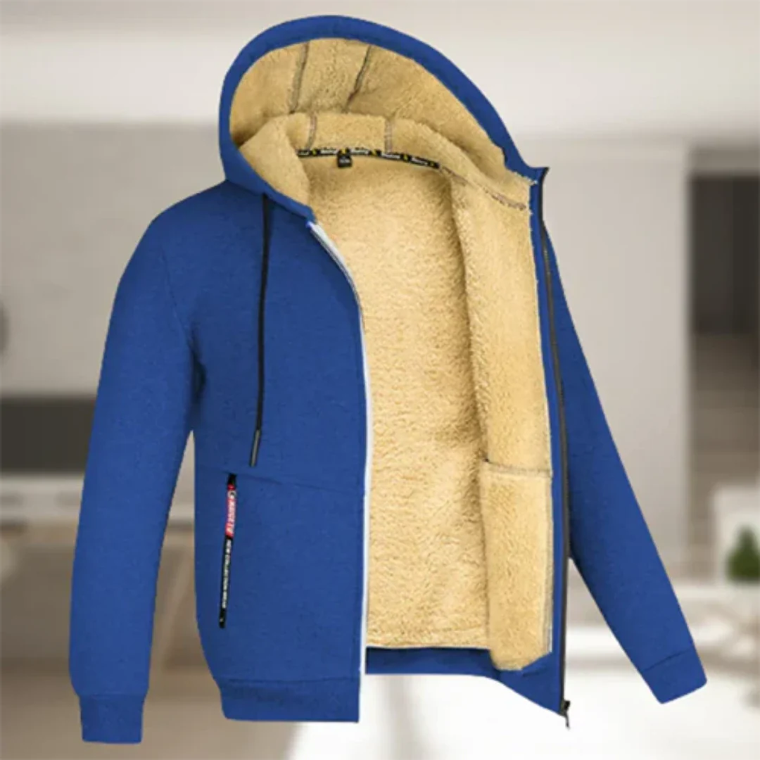 Galdouar | Homme Manteau Zippé Capuche Sherpa Hiver - Dark Grey - Image 7