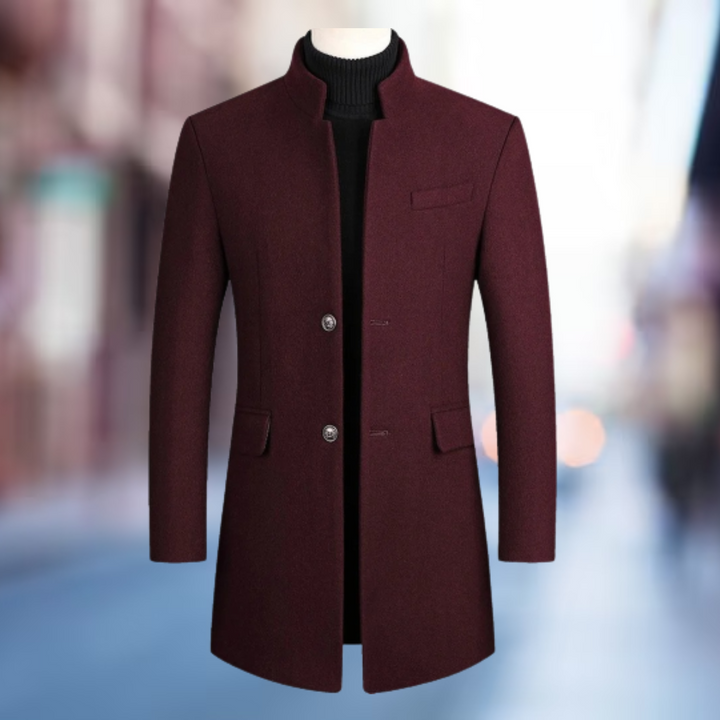 Galdouen | Homme Manteau Long Hiver Col Montant - Black - Image 3