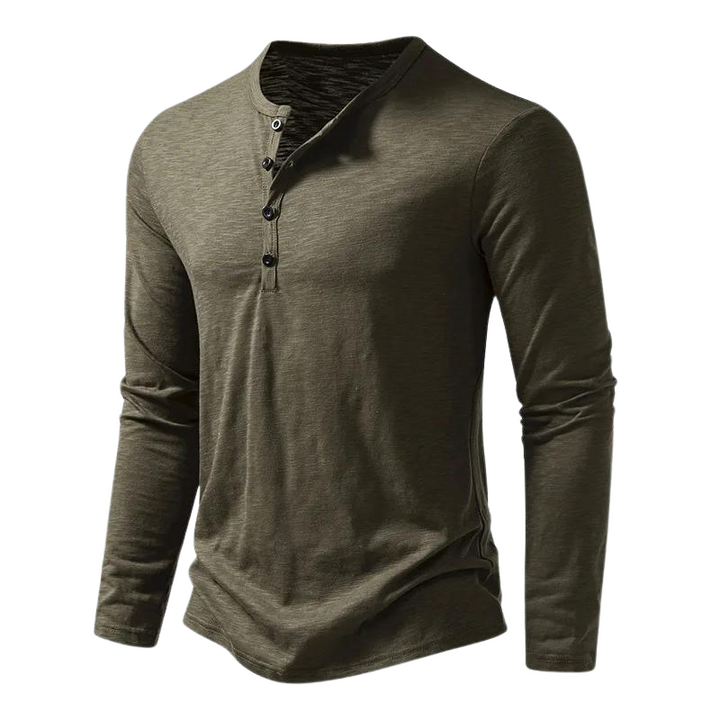 Galdric | Homme Chemise Manches Longues Henley - Black - Image 4