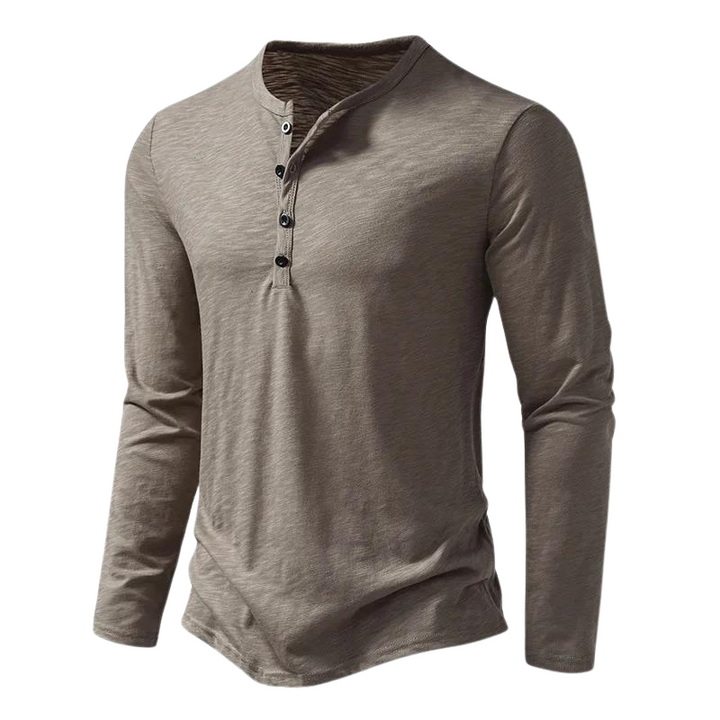 Galdric | Homme Chemise Manches Longues Henley - Black - Image 5